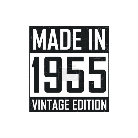 Illustration for Made in 1955. Vintage birthday T-shirt for those born in the year 1955 - Royalty Free Image