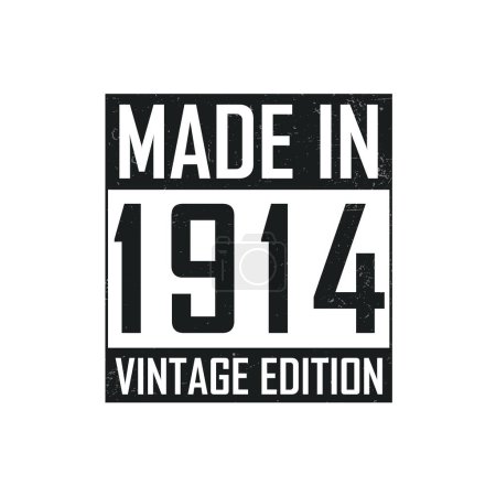 Illustration for Made in 1914. Vintage birthday T-shirt for those born in the year 1914 - Royalty Free Image