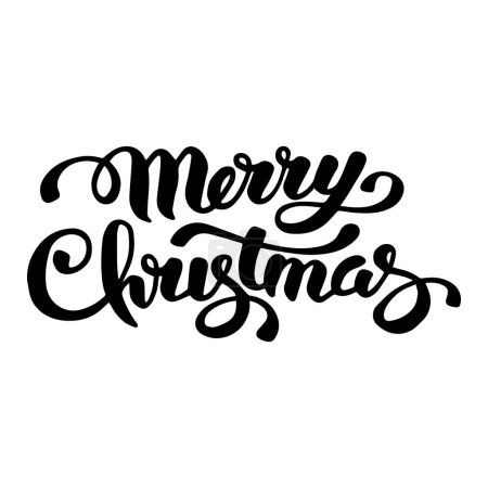 Merry Christmas calligraphic hand drawn lettering text. illustration Xmas calligraphy on white background. Isolated element for banner postcard, poster design greeting card
