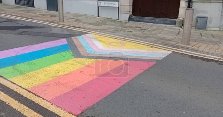 LGBT styles pedestrian crossing in the colors of the community