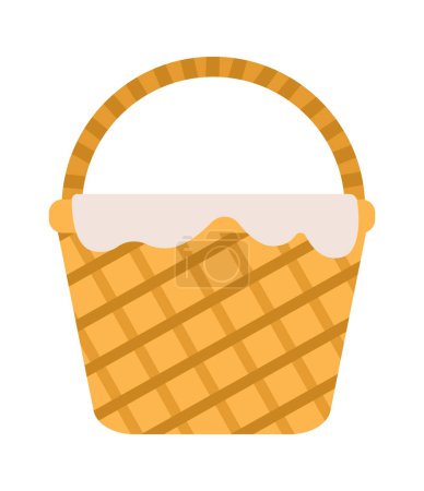 Wicker and willow picnic basket. Vector illustration