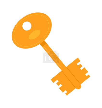 Illustration for Key flat icon Metal device for unlock door - Royalty Free Image