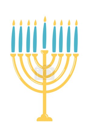 Jüdische Menora flache Ikone Chanukka Symbol des jüdischen Feiertags. Vektorillustration