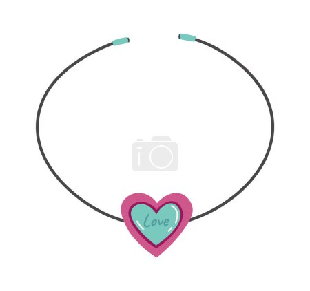 Illustration for Stylish bracelet with heart badge flat icon Accessory. Vector illustration - Royalty Free Image