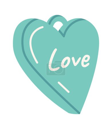 Illustration for Love badge element for necklece flat icon. Vector illustration - Royalty Free Image