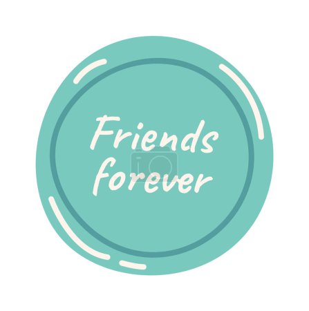 Illustration for Friends forever badge element for necklece flat icon. Vector illustration - Royalty Free Image