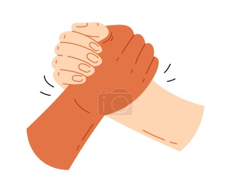 Ilustración de Armwrestling flat icon Hands of different races. Vector illustration - Imagen libre de derechos