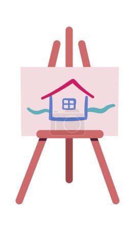 Illustration for Cute picture on easel flat icon Art therapy. Vector illustration - Royalty Free Image