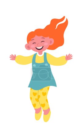 Illustration for Happy child jumping flat icon Leisure time. Vector illustration - Royalty Free Image