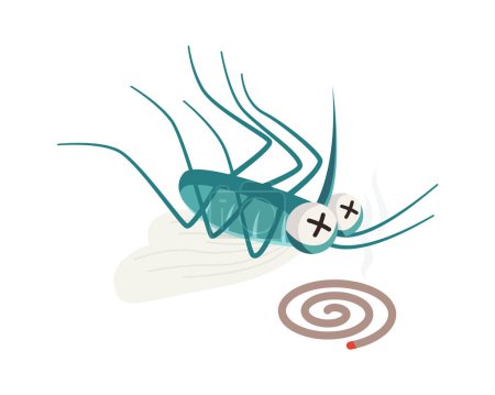Téléchargez les illustrations : Caractère moustique mort. Illustration vectorielle - en licence libre de droit
