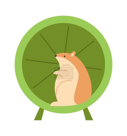 Illustration for Hamster In Running Wheel Vector Illustration - Royalty Free Image