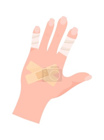 Illustration vectorielle de la main bandée de premiers soins