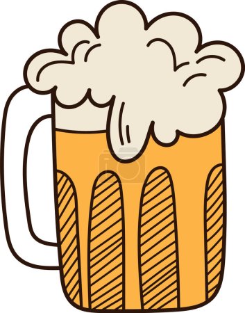 Téléchargez les illustrations : Verre avec illustration vectorielle de bière - en licence libre de droit