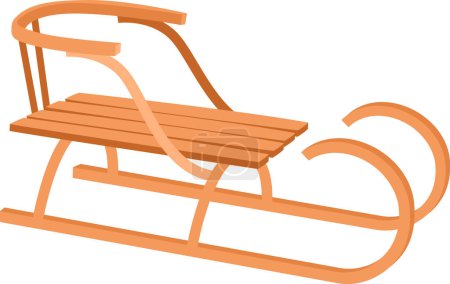 Ilustración vectorial de trineo de nieve de madera