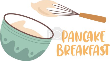 Pancake Breakfast Lettering Sticker Vector Illustration