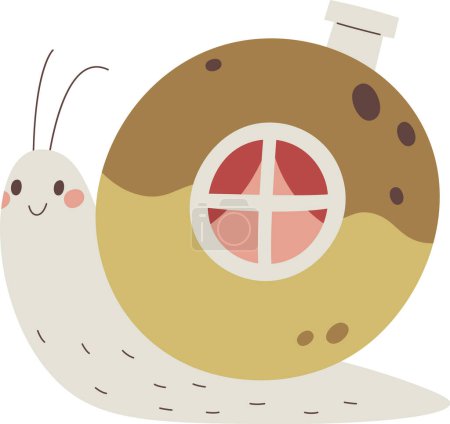 Escargot avec maison dans l'illustration vectorielle de coquille