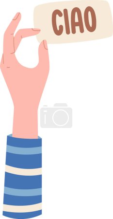 Hand Holding Ciao Banner Vector Illustration