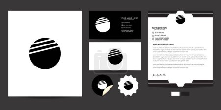 Téléchargez les photos : Conception de logo abstraite minimale créative. Modèle complet de logo de marque avec carte de visite, en-tête, autocollants et schéma de couleurs - en image libre de droit