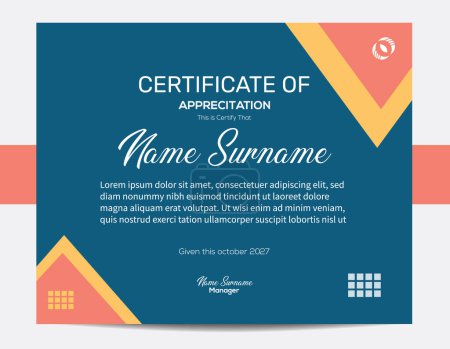 Illustration for Certificate of appreciation or diploma design template - Royalty Free Image