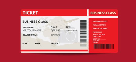 Creative Vector illustration of airline boarding pass ticket. Concept of travel, journey, or business trip.