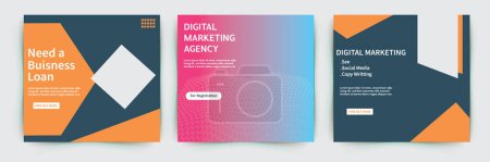 Téléchargez les photos : Digital marketing agency social media post template designs - en image libre de droit