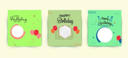 Téléchargez les photos : Vector Set of Illustration Happy Birthday Concept. Birthday Background Design for Web Page, Banner, Poster, Print, etc - en image libre de droit