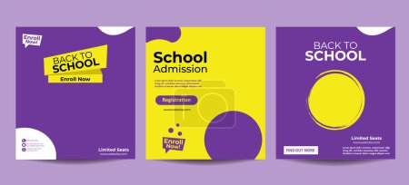 Illustration for School admission social media post design and back to school web banner template. School education admission social media post template. - Royalty Free Image