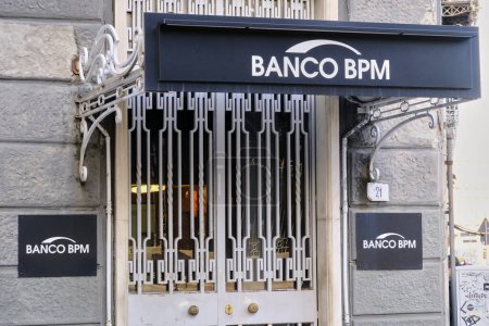 Photo for Entrance to the Banco Bpm headquarters in Naples in via Giuseppe Verdi, a few steps from the Real Teatro San Carlo. Banco Bpm is an Italian bank listed on the Italian Stock Exchange. - Royalty Free Image