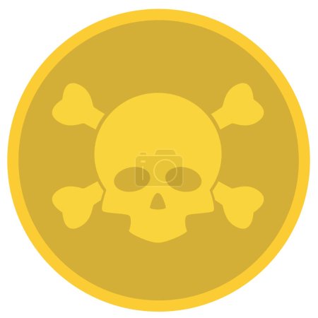 Illustration for Gold skull coin icon on white background. Gold game coin sign. Coin with the skull symbol. flat style. - Royalty Free Image