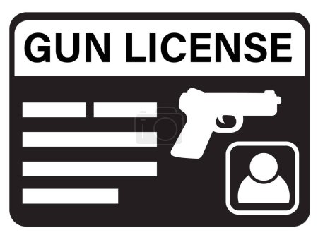 gun license icon on white background. pistol with tag and document. gun permit sign. license symbol. flat style.