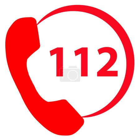 112 Número de llamada de emergencia. Señal de emergencia. estilo plano.