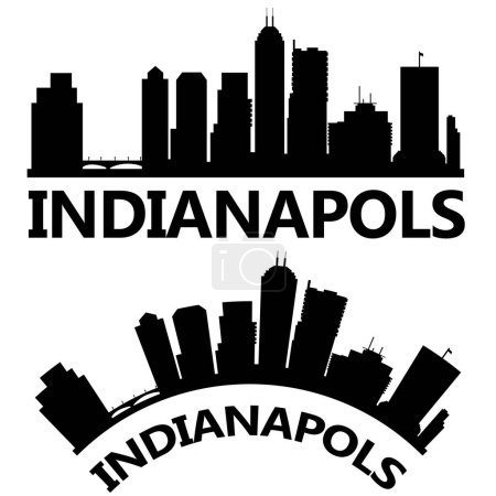 Illustration for Indianapolis USA city skyline silhouette. Indiana skyline sign. Landscape City Design. flat style. - Royalty Free Image