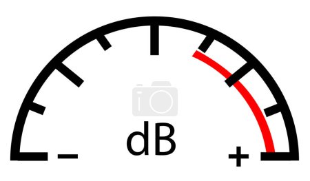 Illustration for Decibel meter scale icon on white background. Gauge sound symbol. Sign volume amplifier sign. db logo. flat style. - Royalty Free Image