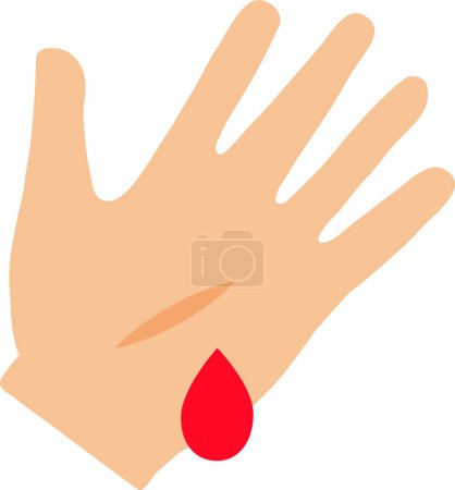 Illustration for Wounded palm icon on white background. Wound on palm sign. Bleeding glyph style symbol. flat style. - Royalty Free Image