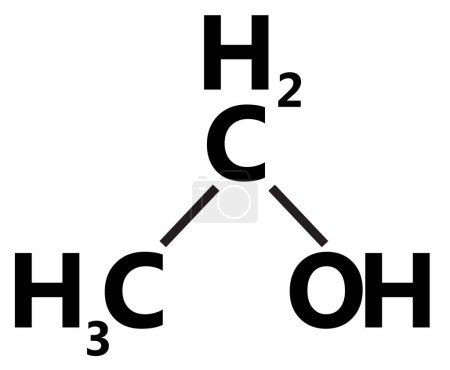 Téléchargez les illustrations : Icône de structure de molécule d'éthanol sur fond blanc. Panneau éthanol. style plat. - en licence libre de droit