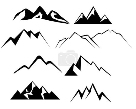 Téléchargez les illustrations : Icône des montagnes. signe du volcan. symbole du sommet. logo de pointe. logo de montagne. style plat. - en licence libre de droit