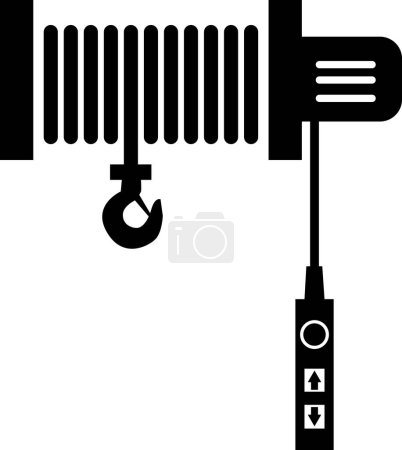 Illustration for Electric hoist crane icon. Winch sign. Pulley hook symbol. flat style. - Royalty Free Image