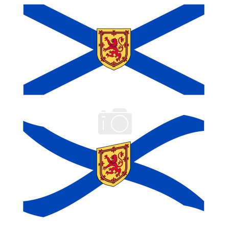Ilustración de Ondeando la bandera de Nueva Escocia. Bandera de Nueva Escocia sobre fondo blanco. estilo plano. - Imagen libre de derechos