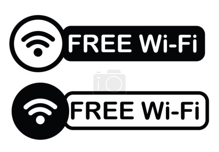 Kostenloses WiFi-Label. Kostenloses WiFi-Zeichen. Das Symbol für den kostenlosen WLAN-Verbindungsbereich. flacher Stil.
