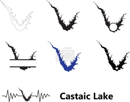 Ilustración de Icono del Lago Castaico. Signo del Lago Castaico. California Map Shape. estilo plano. - Imagen libre de derechos