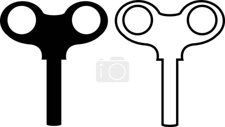 Wind up key icon. Nickel steel key winding key sign. Tinplate wind up symbol. Clockwork trains logo. flat style.