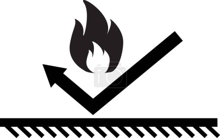 Feuerfeste Beschichtung Ikone. Brandschutzzeichen. Symbol für feuerfeste Materialien. Logo für nicht brennbare Chemikalien. flacher Stil.