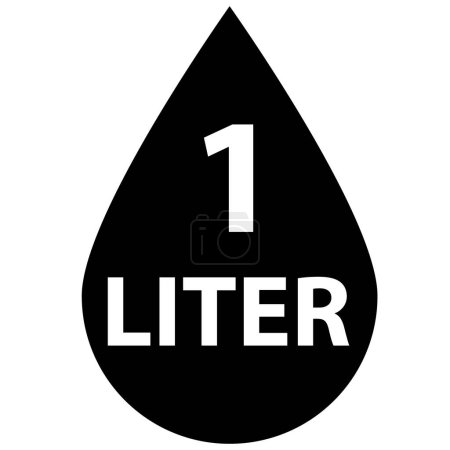 1 liter icon. Fluid volume in liters sign. Liquid drop symbol. flat style.