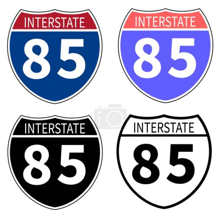Interstate highway 85 road icon. Interstate highway 85 road sign. black Interstate highway 85 road symbol. flat style.