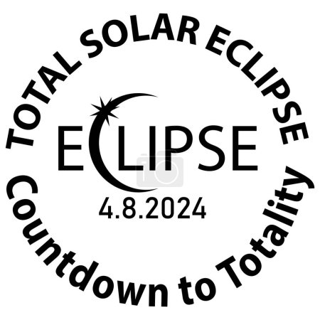 April 8th 2024 total solar eclipse icon. North American total solar eclipse sign. Solar Eclipse symbol.  Total Solar Eclipse 2024. flat style.