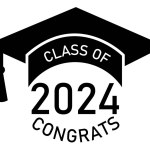 2024 graduate class icon. Class of 2024 sign. Congrats Graduation lettering symbol. flat style.