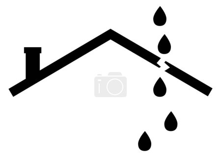 icône de toit de fuite. fuite panneau de maison de toit. symbole de fuite de plafond. style plat.