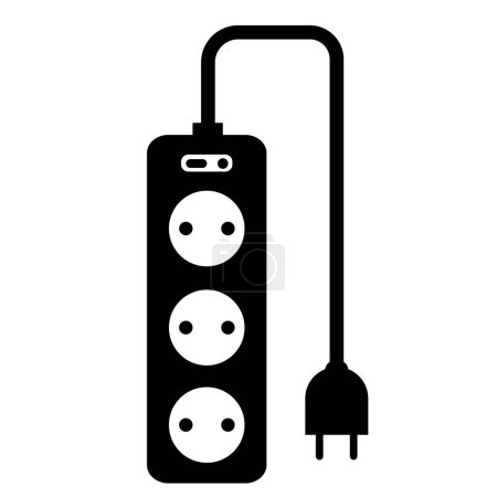 Verlängerungskabel-Symbol. Elektrisches Verlängerungskabel. Verlängerungskabel für Geräte mit einem Drahtsymbol. Multi-Socket-Adapter-Logo. flacher Stil.