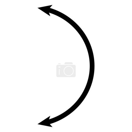 Semicircular curved thin long double ended arrow. Dual semi circle arrow. flat style.