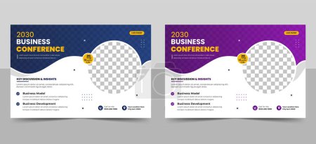 Illustration for Business conference flyer template or webinar horizontal event banner - Royalty Free Image